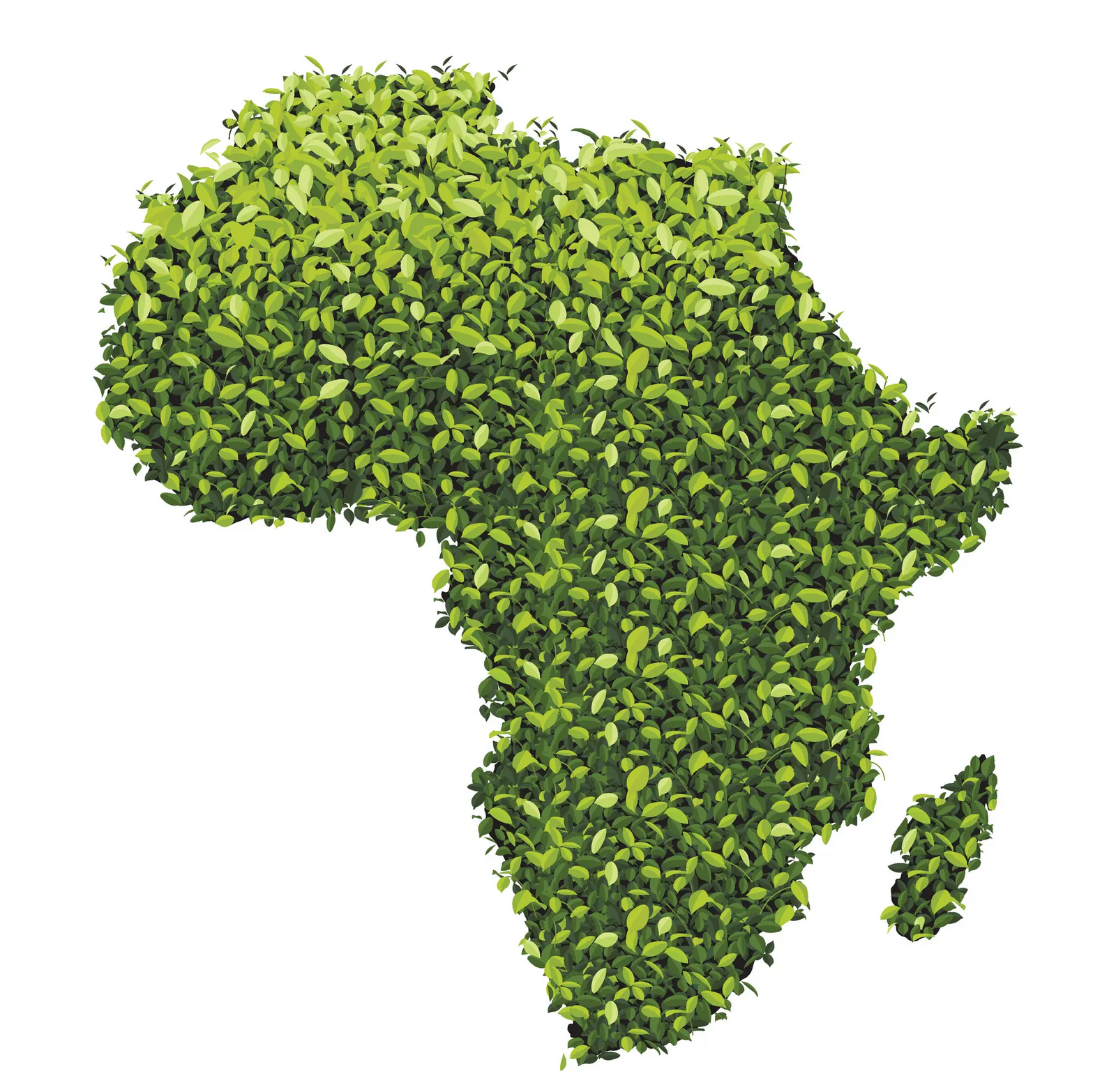 African Continent made of leafes